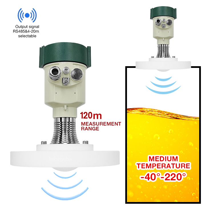 JBRD-800FD-FP 可定制雷达液位计，精度为 0.1% 非接触式液位计，适用于糖浆蜂蜜和溶剂储罐。